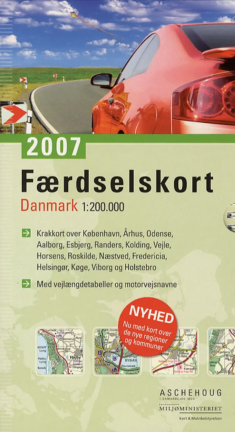 Færdselskort, Danmark 1:200 000 af Matrikelstyrelsen