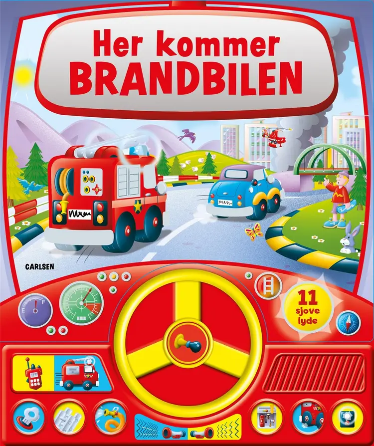 Her kommer brandbilen - med lyd og rat af .
