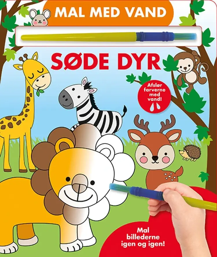 Mal med vand - Søde dyr (papbog med pensel - farvelæg igen og igen) 