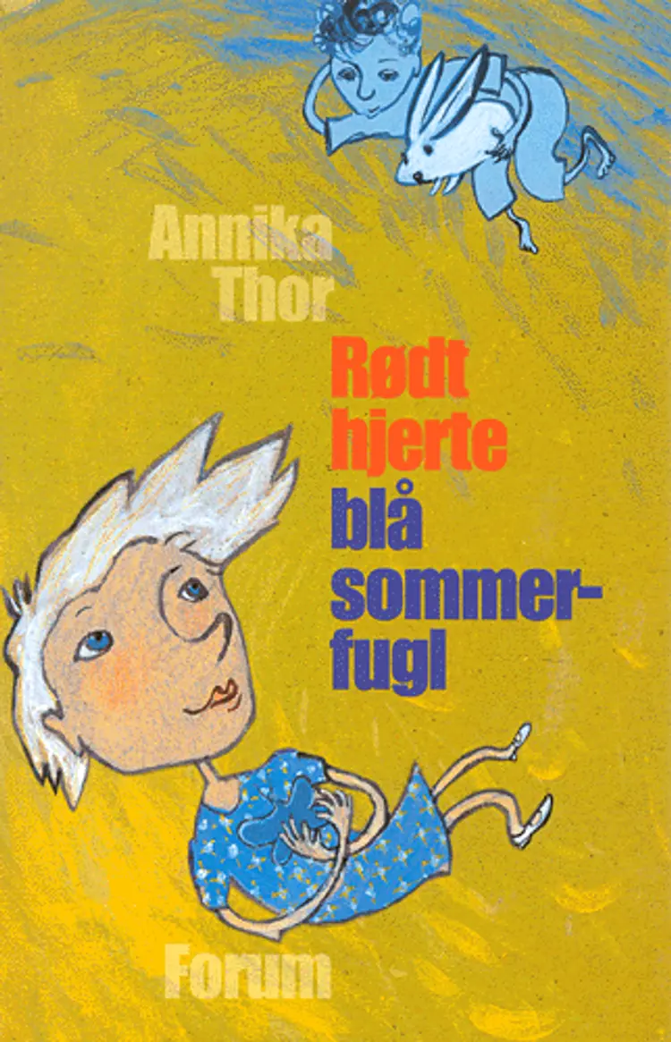 Rødt hjerte blå sommerfugl af Annika Thor