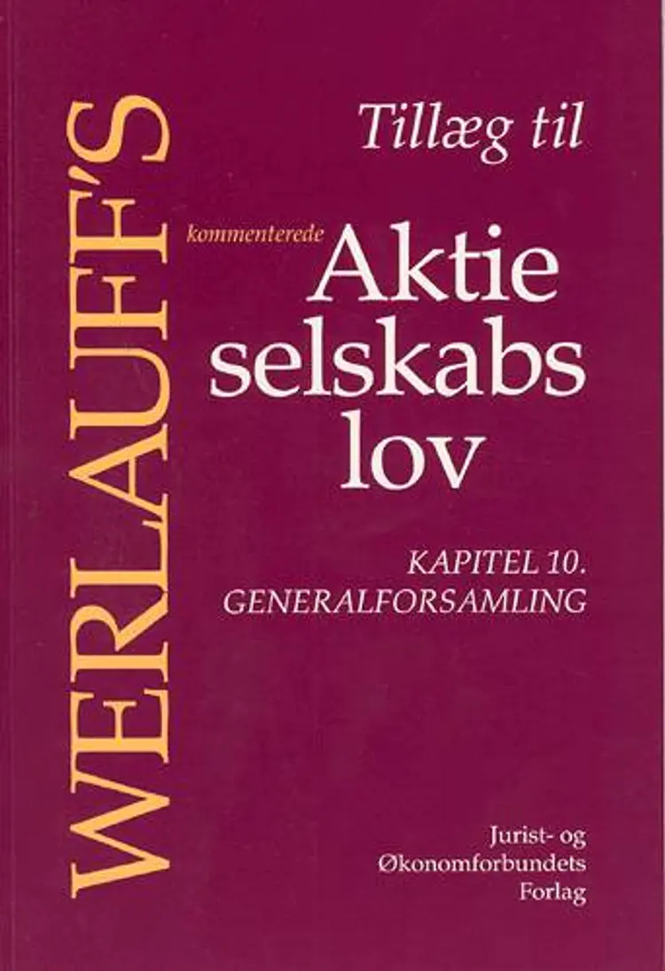 Werlauff's kommenterede Aktieselskabslov af Erik Werlauff