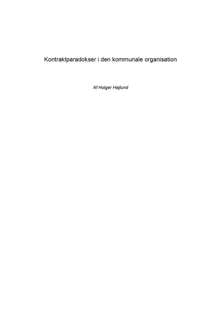 Kontraktparadokser i den kommunale organisation af Holger Højlund