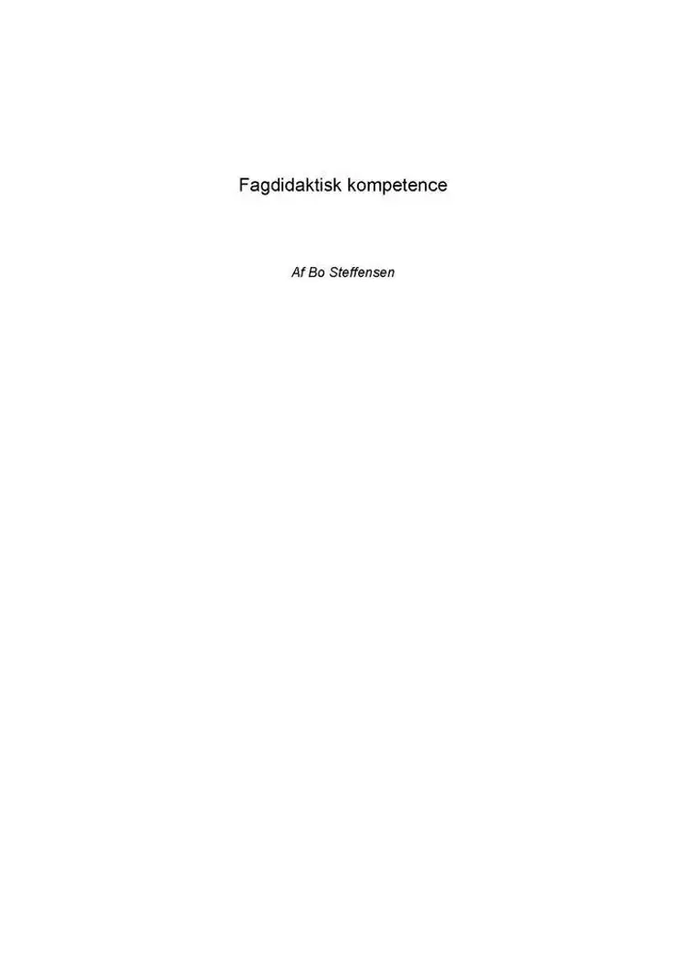 Fagdidaktisk kompetence af Bo Steffensen