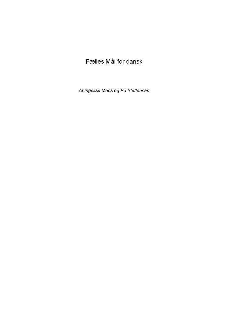 Fælles Mål for dansk af Ingelise Moos