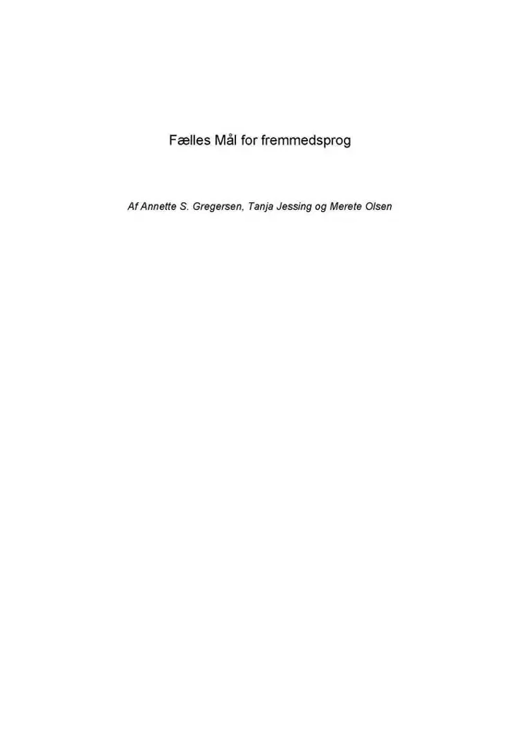 Fælles Mål for fremmedsprog af Annette S. Gregersen