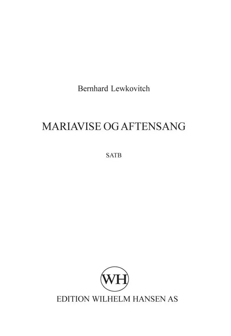 Mariavise og Aftensang af Bernhard Lewkovitch