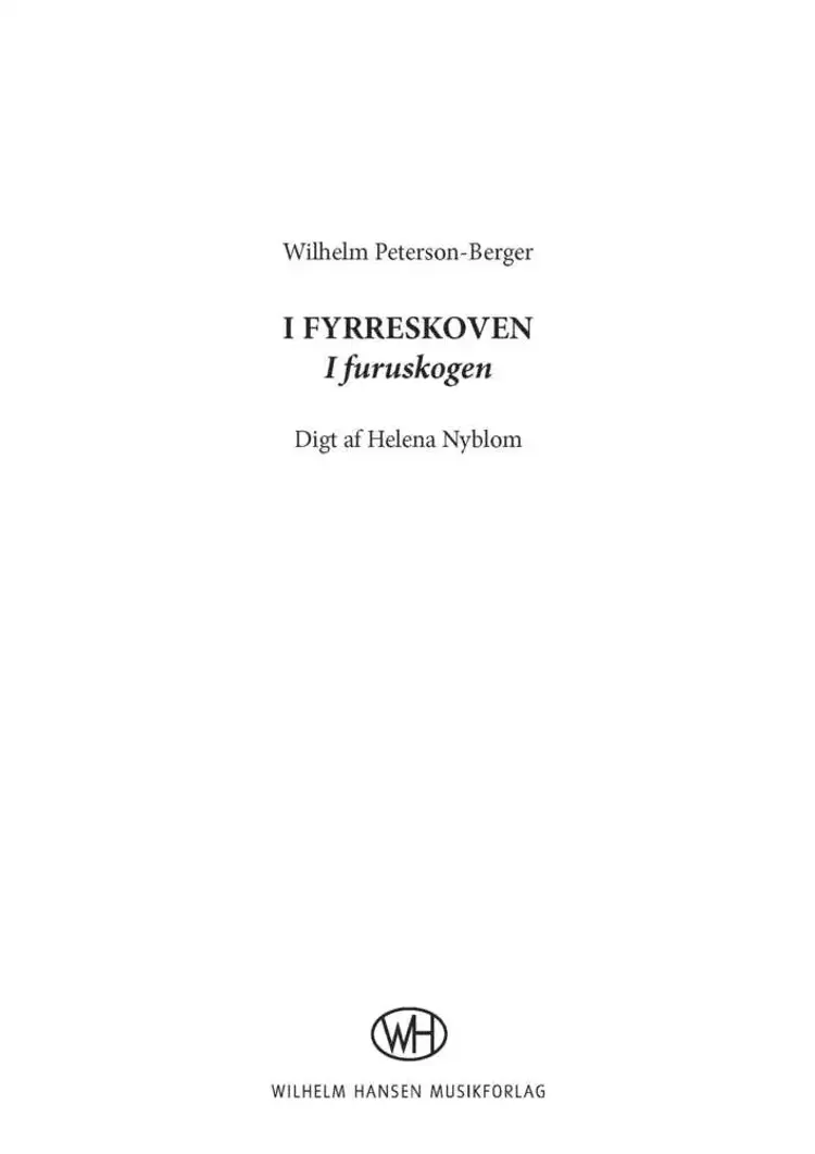 I fyrreskoven (I furuskogen) af Wilhelm Peterson-Berger