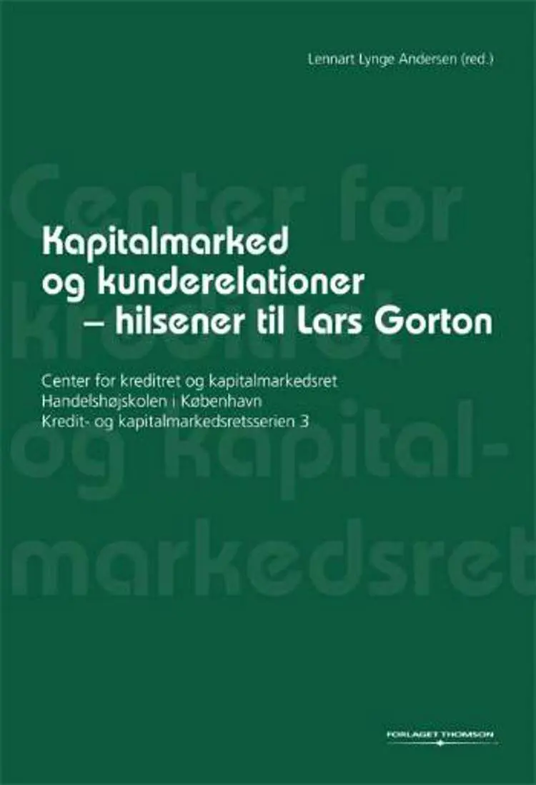 Kapitalmarked og kunderelationer af .
