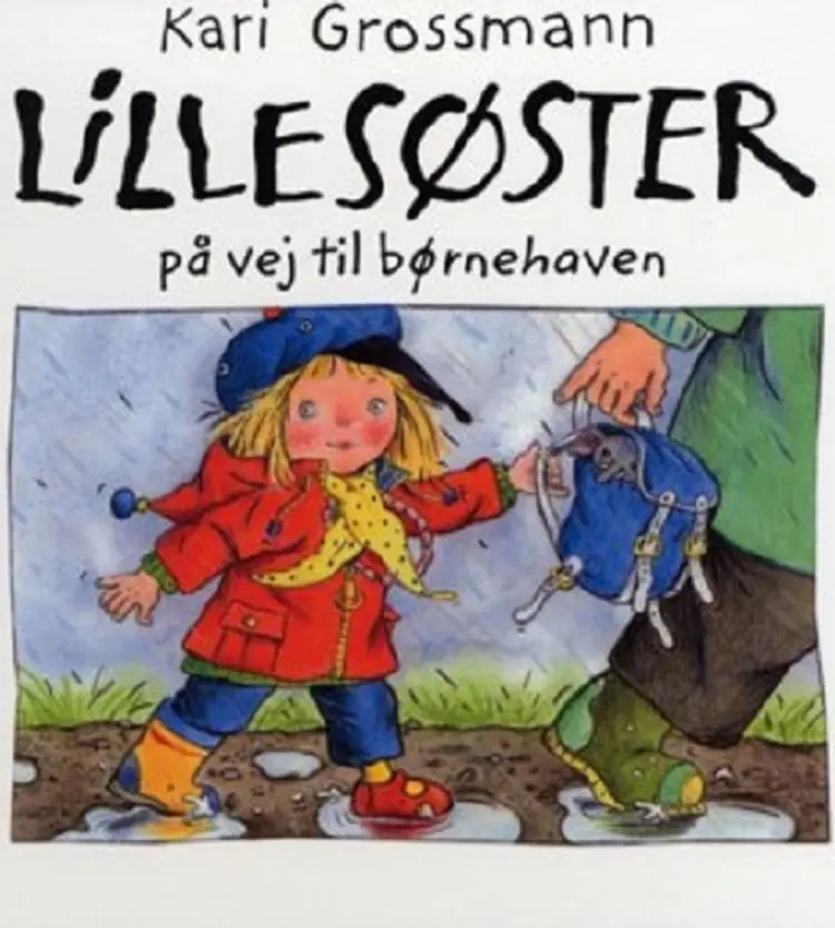 Lillesøster på vej til børnehaven af Kari Grossmann