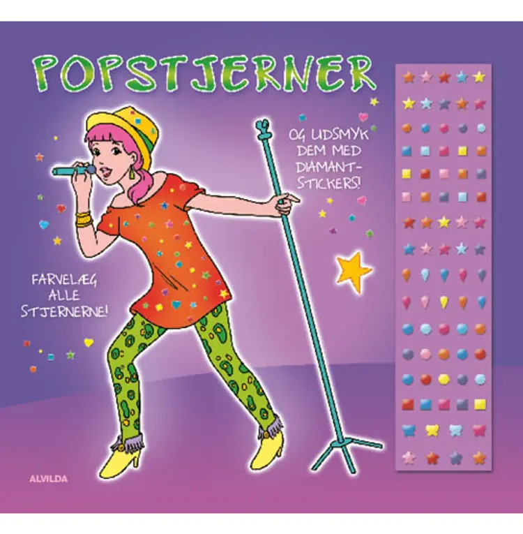 Popstjerner (malebog m. diamantstickers)