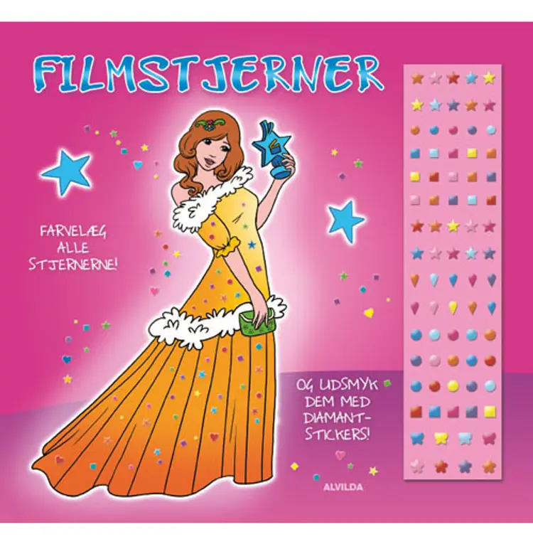 Filmstjerner (malebog m. diamantstickers) - sæt á 3 stk
