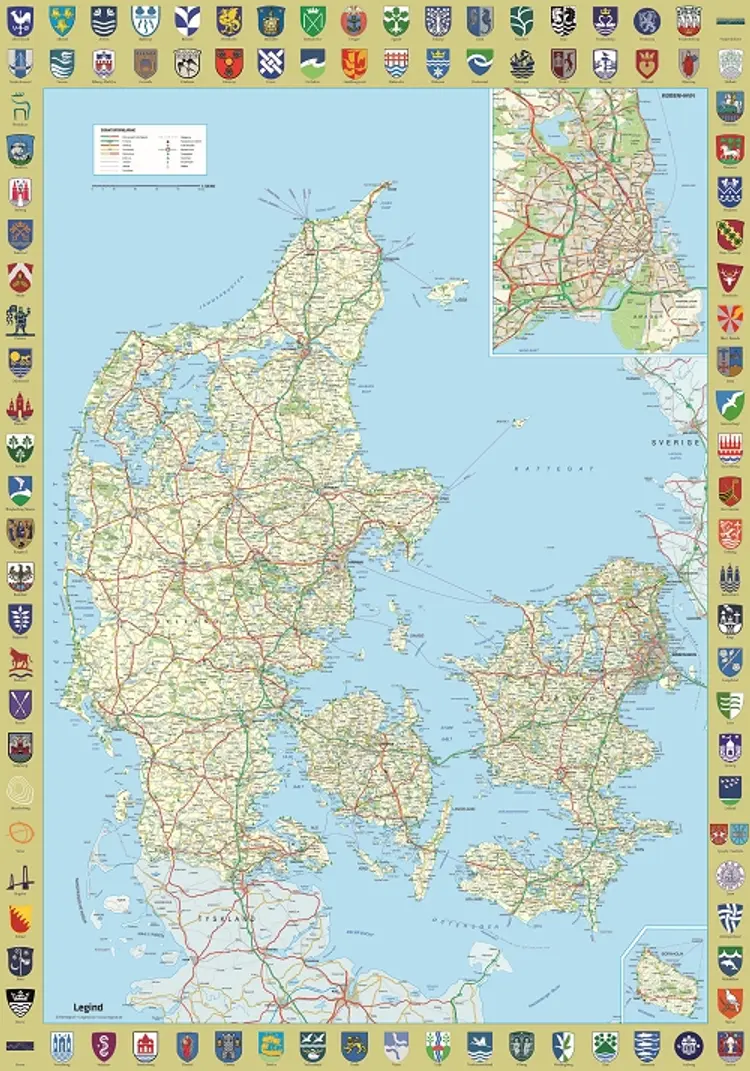 Danmarkskort med byvåben