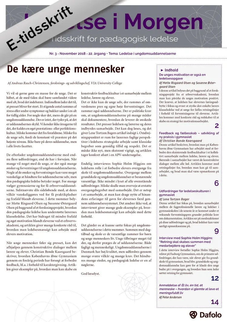 Ledelse i Morgen, nr. 3 - november 2018 af Andreas Rasch-Christensen