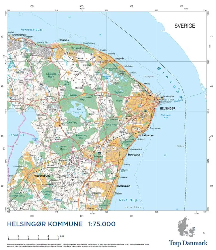 Trap Danmark: Kort over Helsingør Kommune af Trap Danmark