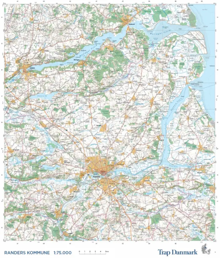 Trap Danmark: Falset kort over Randers Kommune i plastlomme af Trap Danmark
