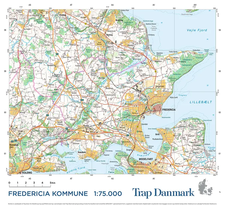 Trap Danmark: Kort over Fredericia Kommune af Trap Danmark