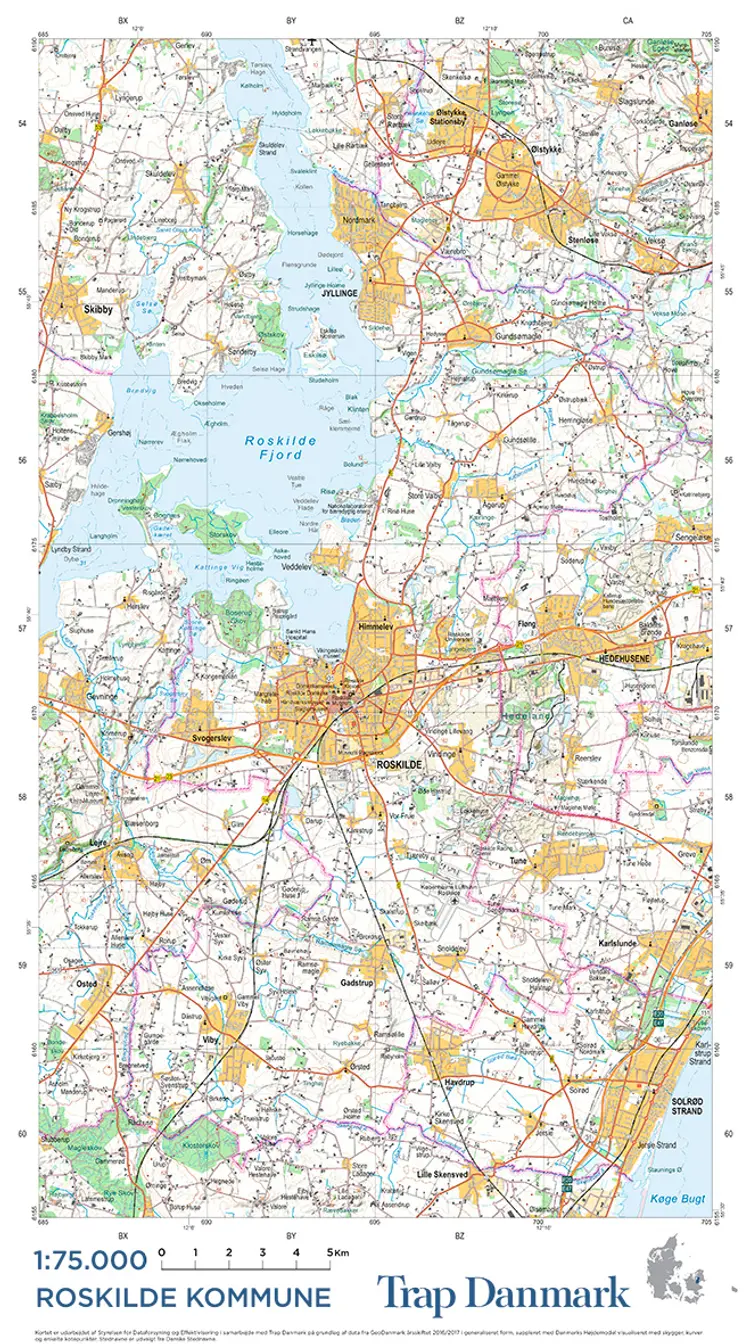 Trap Danmark: Kort over Roskilde Kommune af Trap Danmark