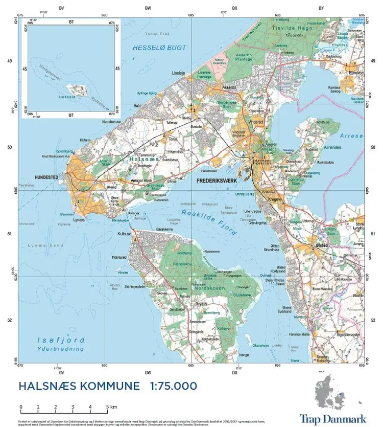 Trap Danmark: Falset kort over Halsnæs Kommune af Trap Danmark