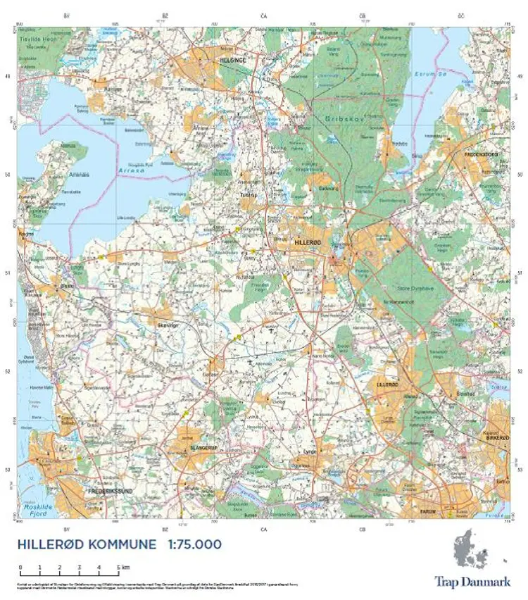 Trap Danmark: Falset kort over Hillerød Kommune af Trap Danmark