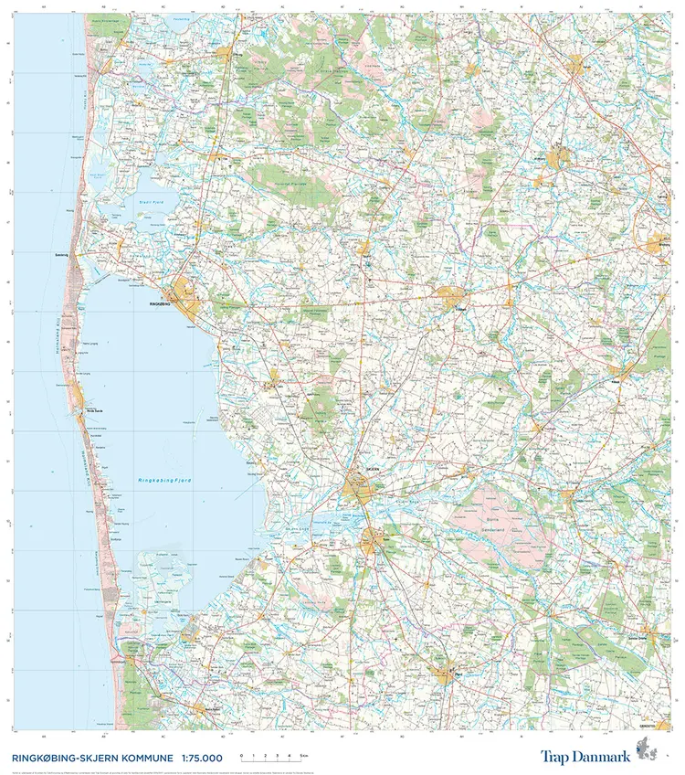 Trap Danmark: Falset kort over Ringkøbing-Skjern Kommune af Trap Danmark