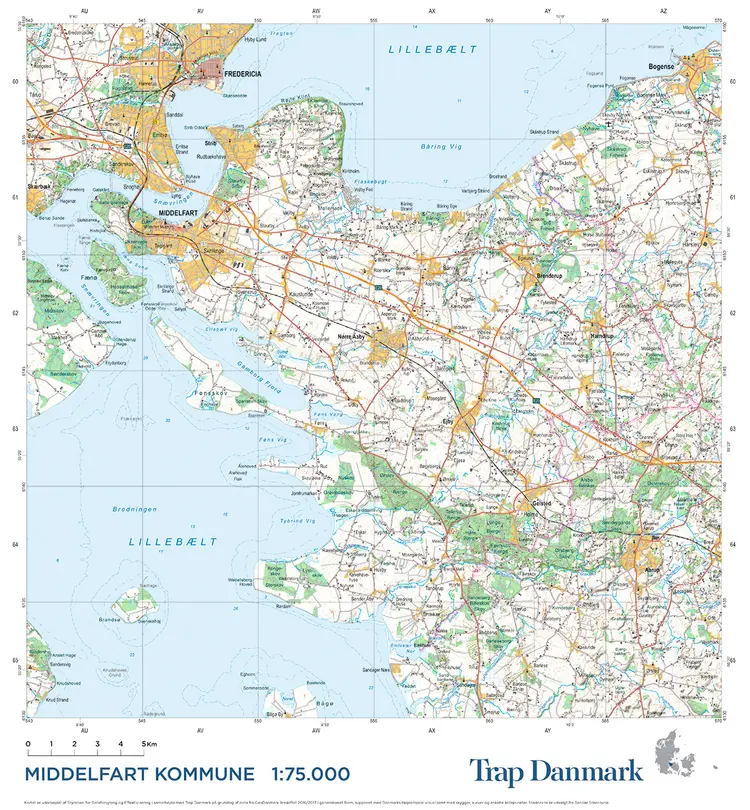 Trap Danmark: Falset kort over Middelfart Kommune af Trap Danmark