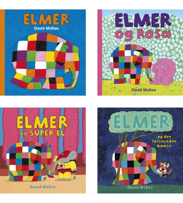 Snip Snap Snude: Elmer 1-4 (æske med 48 stk. ass. - pris pr. stk. ca. kr. 12,95 af David McKee