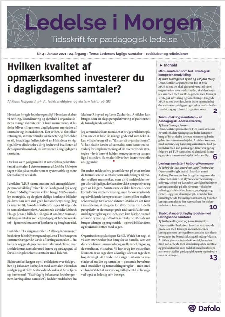 Ledelse i Morgen, Nr. 4 Januar 2021 af Malene Ringvad