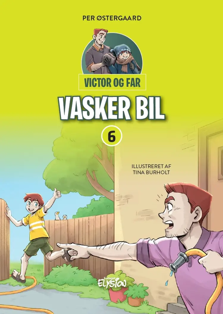 Victor og far vasker bil af Per Østergaard