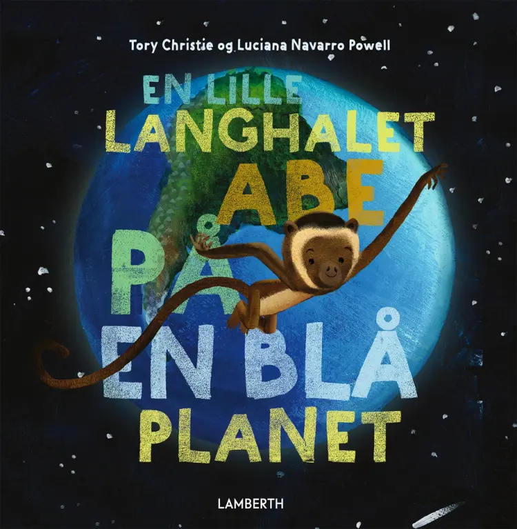 En lille langhalet abe på en blå planet af Tory Christie