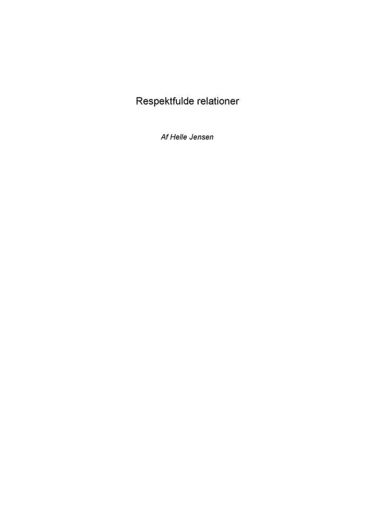 Respektfulde relationer af Helle Jensen