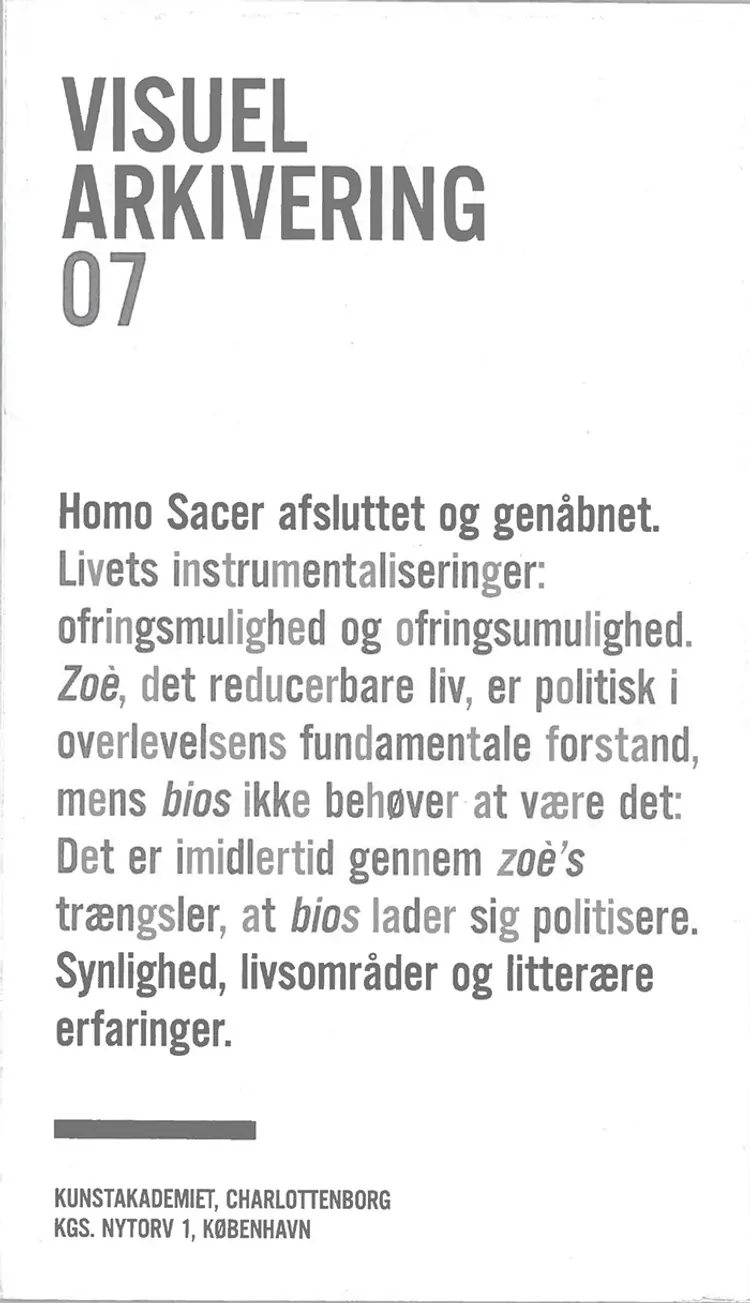 Homo Sacer afsluttet og genåbnet af Carsten Juhl