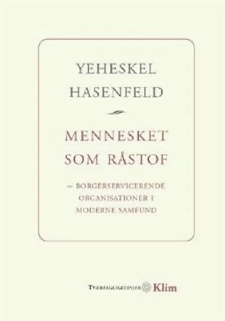 Mennesket som råstof af Yeheskel Hasenfeld