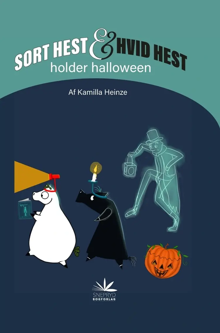 Sort Hest & Hvid Hest holder halloween af Kamilla Heinze