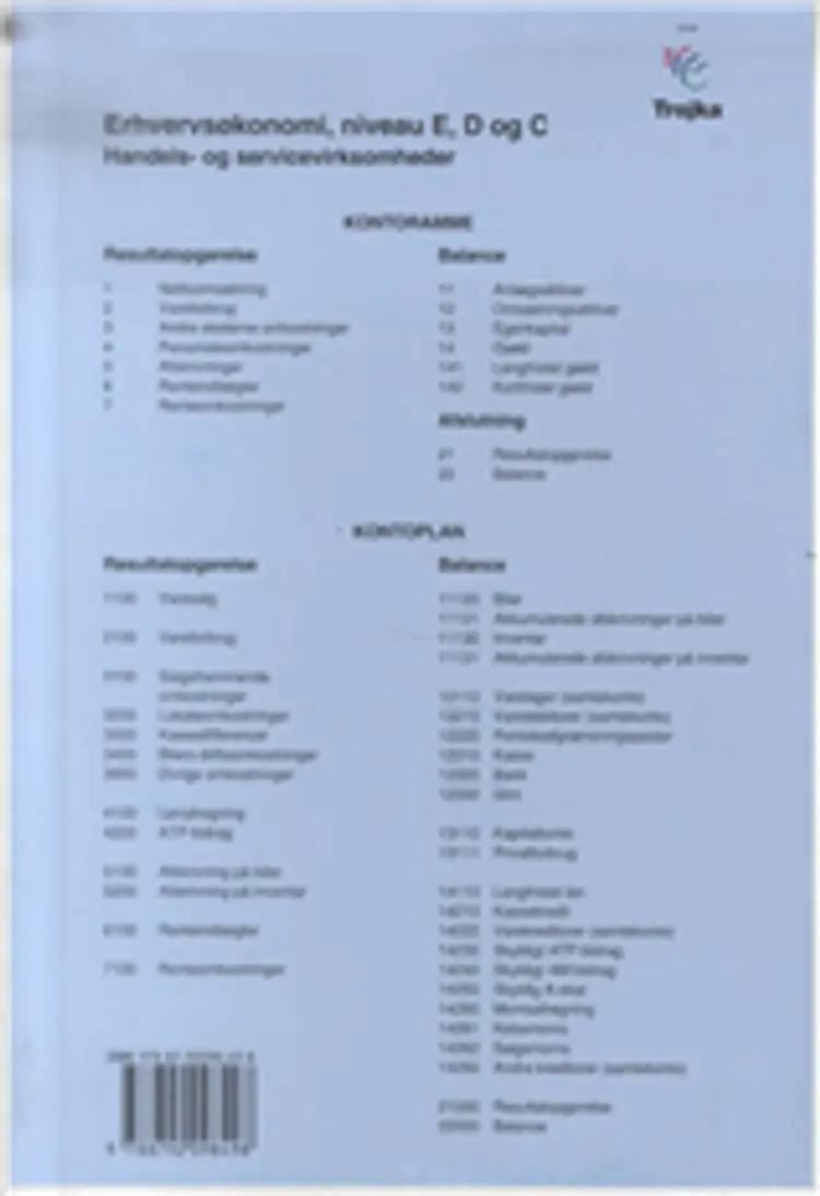 Kontoplan til Erhvervsøkonomi, Niv. E, D og C