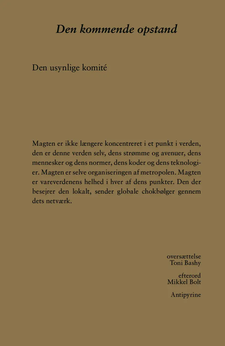Den kommende opstand af Den usynlige komité