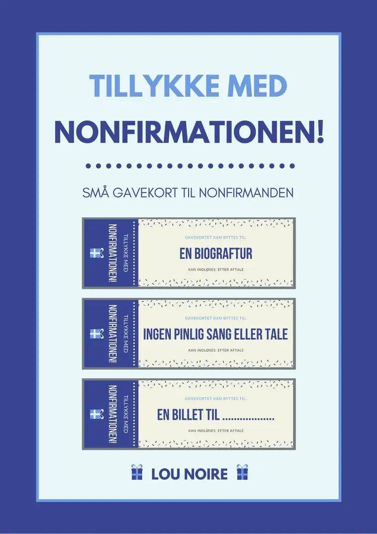 Tillykke med nonfirmationen! - blå af Lou Noire