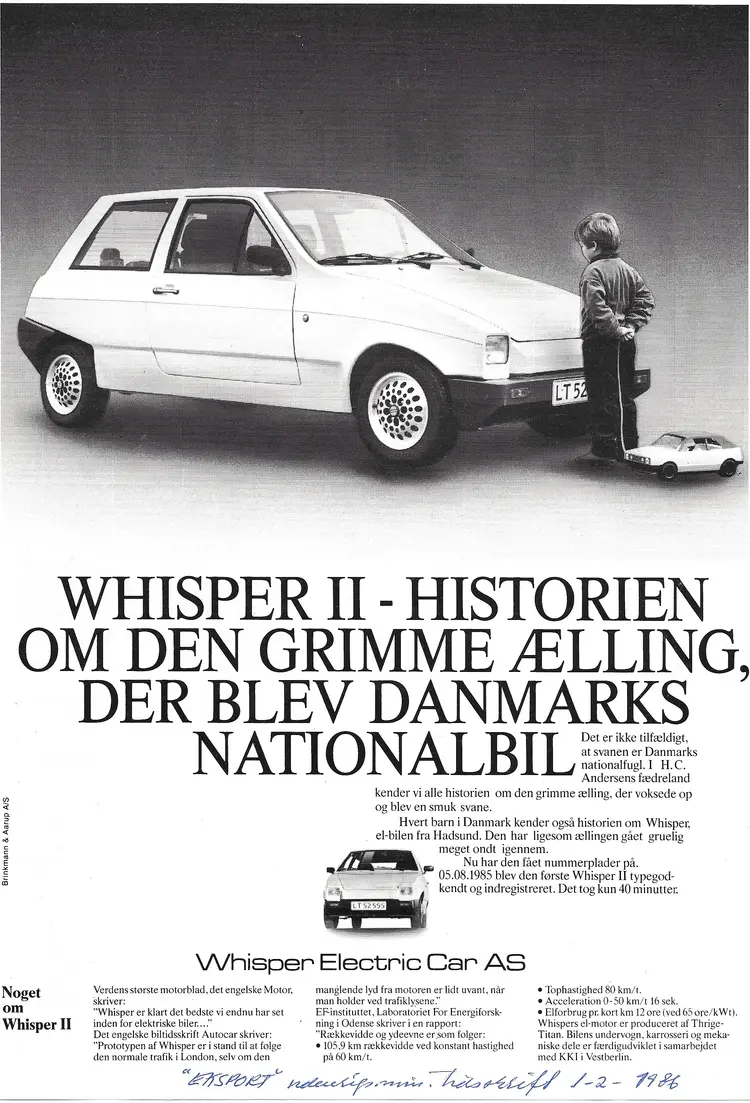 Elbilen Whisper, Danmarks Nationalbil af Thure Barsøe-Carnfeldt