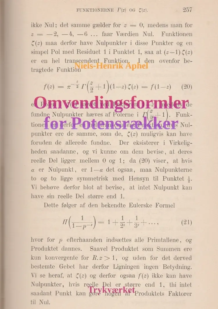 Omvendingsformler for Potensrækker af Niels-Henrik Aphel