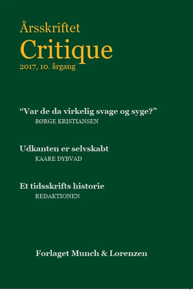 Årsskriftet Critique X af Christian Egander Skov