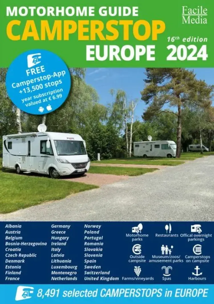 Motorhome guide Camperstop Europe 2024: 8,491 selected camperstops in Europe af Facile Media