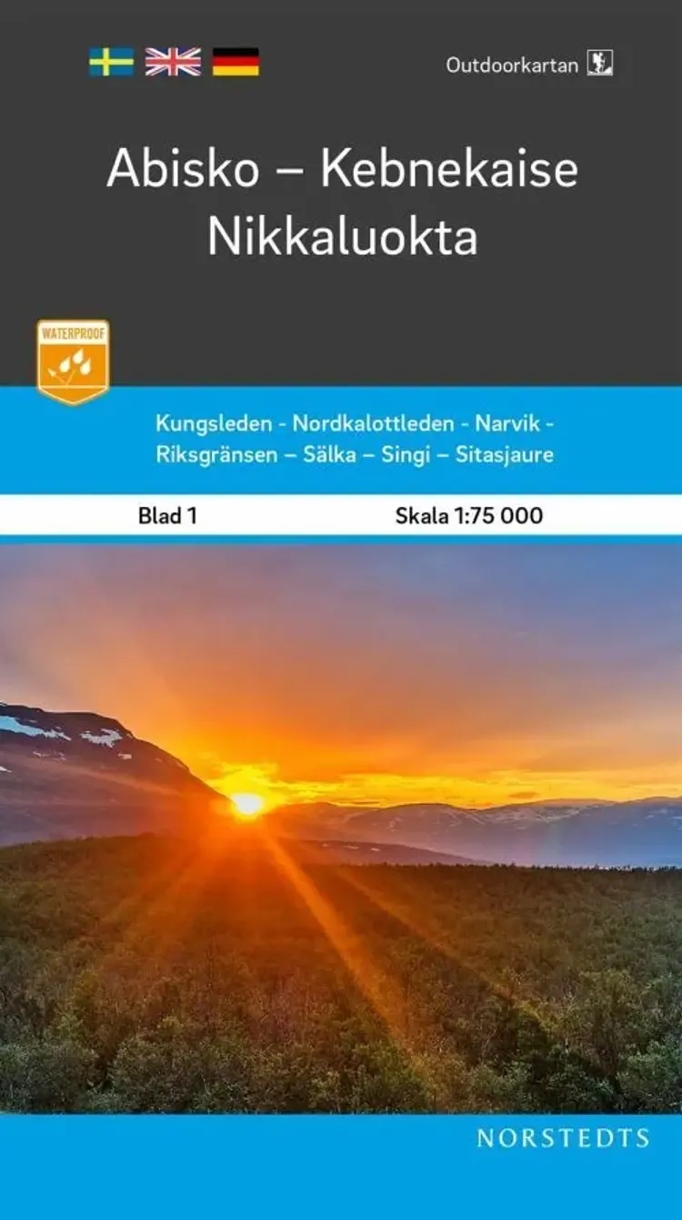 Abisko-Kebnekaise-Nikkaluokta 1:75.000 af Norstedts