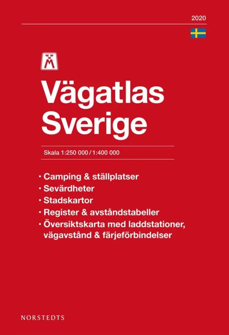 M Vägatlas Sverige 2020 : skala 1:250 000/1:400 000 af Norstedts (utg.)