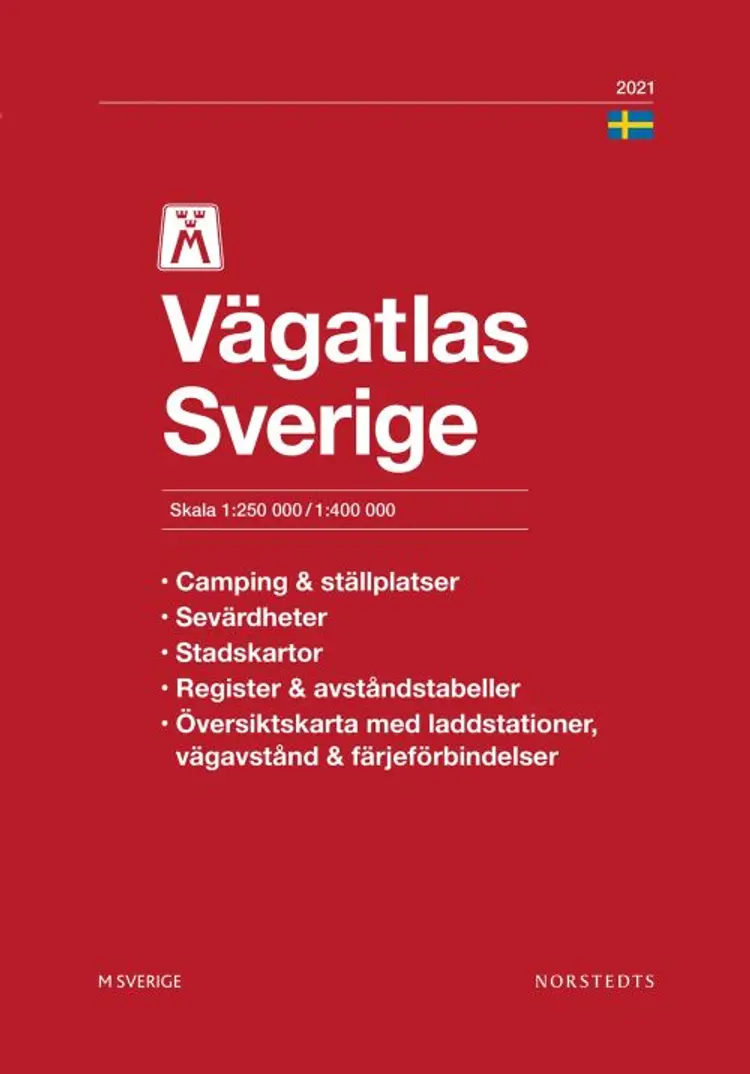 M Vägatlas Sverige 2021 : skala 1:250 000/1:400 000 af Norstedts (utg.)