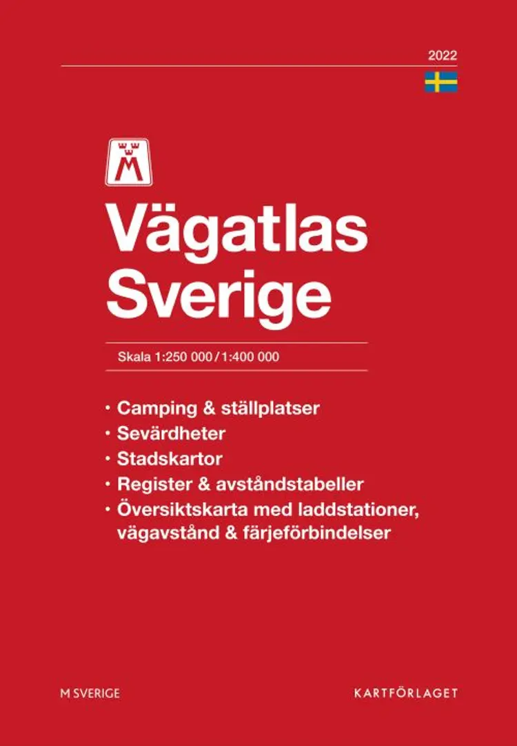 M Vägatlas Sverige 2022 : skala 1:250 000/1:400 000 af Kartförlaget (utg.)