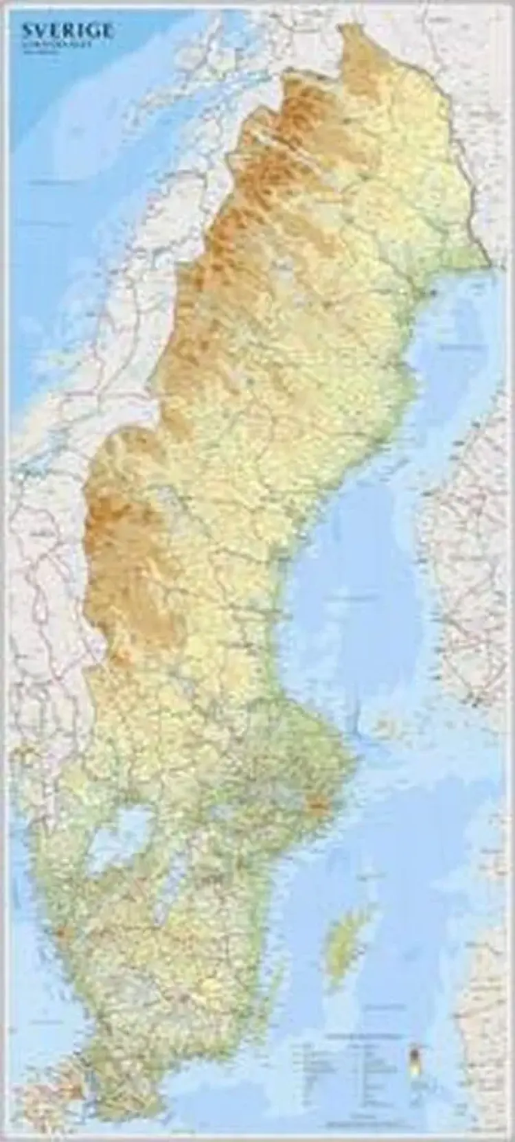 Sverige väggkarta 1:900 000 af Kartförlaget