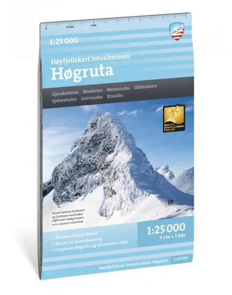 Høyfjellskart Jotunheimen : Høgruta : Gjendesheim Bessheim Memurubu Glitterheim Spiterstulen Liervassbu Krossbu af Calazo