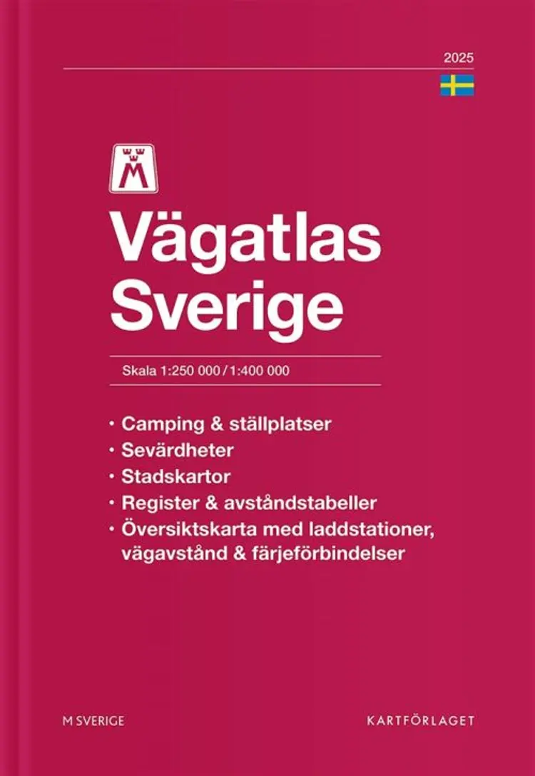 M Vägatlas Sverige 2025 : skala 1:250 000/1:400 000 af Kartförlaget