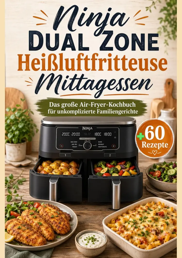 Ninja Dual Zone Heißluftfritteuse Mittagessen: Das große Air-Fryer-Kochbuch für unkomplizierte Familiengerichte af Berta Elwin
