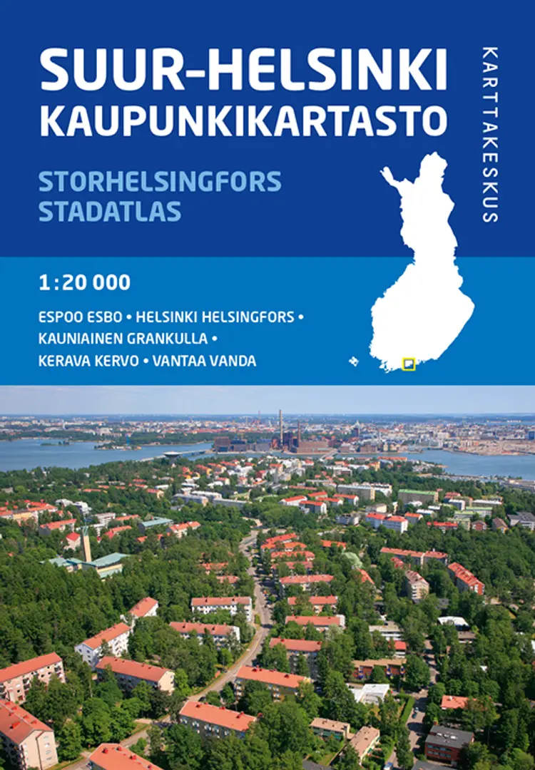 Suur-Helsinki kaupunkikartasto = Storhelsingfors stadatlas = Helsinki region city atlas 1:20 000 af Karttakeskus
