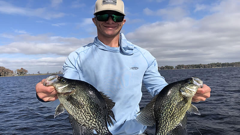 Winter Crappie fishing with a bobber and jigs tipped with minnows